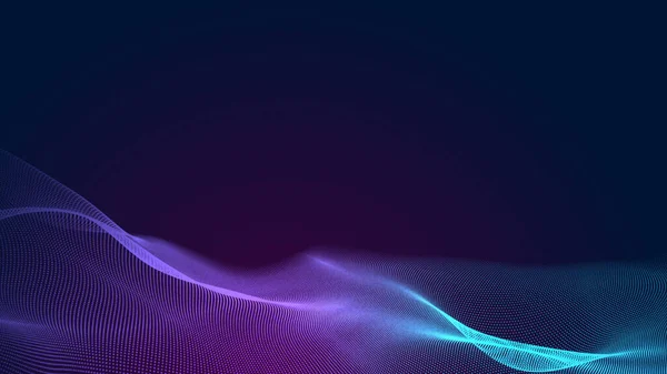 Point Bleu Violet Ondulation Ligne Lumière Dégradé Sombre Fond Technologie — Photo