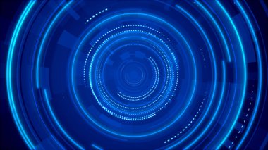 Mavi neon ışık teknolojisi. Yüksek teknoloji karanlık arka plan. Soyut grafik dijital gelecek konsept tasarımı.