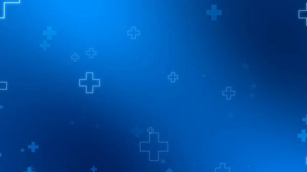 Medische Gezondheid Blauw Kruis Neon Licht Vormen Patroon Achtergrond Abstract — Stockfoto