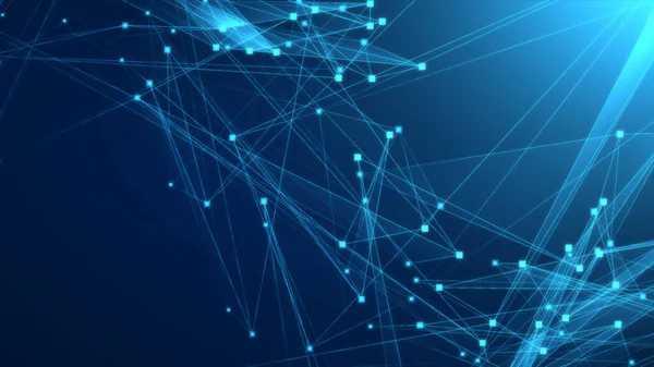 Teknoloji geçmişine sahip soyut mavi çokgen teknoloji ağı. Soyut noktalar ve satır dokusu arka planı. 3d oluşturma.