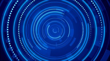 Mavi neon ışık teknolojisi. Yüksek teknoloji karanlık arka plan. Soyut grafik dijital gelecek konsept tasarımı.