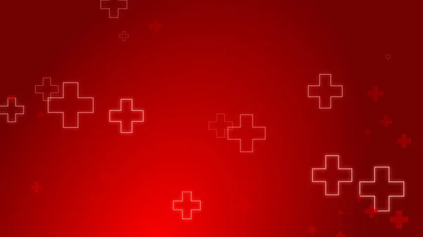 Ιατρική Υγεία Κόκκινο Σταυρό Νέον Φως Σχήματα Μοτίβο Φόντο Αφηρημένη — Φωτογραφία Αρχείου