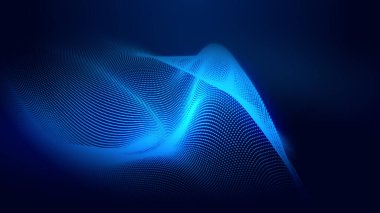 Nokta mavi dalga ışık ekran gradyan doku arkaplanı. Soyut ai teknolojisi büyük veri dijital arkaplanı. 3d oluşturma.