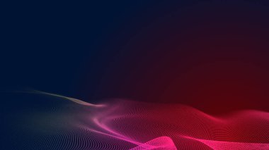 Nokta kırmızı mor dalga çizgisi açık renk gradyan koyu arkaplan. Soyut teknoloji büyük veri dijital arkaplanı. 3d oluşturma.