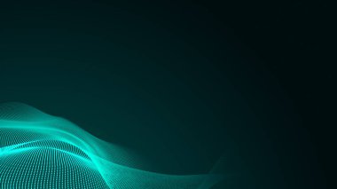Nokta yeşil dalga ışık ekran gradyan doku arka planı. Soyut teknoloji büyük veri dijital arkaplanı. 3d oluşturma.