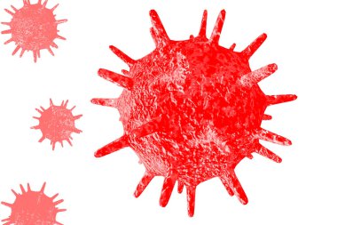 Coronavirus 2019 COVID-19 biyolojisi beyaz grafik arka planda izole edildi. 3B illüstrasyon