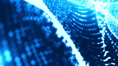 Nokta mavi dalga ışık ekran gradyan doku arkaplanı. Soyut ai teknolojisi büyük veri dijital arkaplanı. 3d oluşturma.