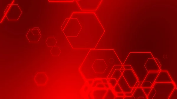 Hexagon Geometrische Rote Farbe Neon Licht Muster Wissenschaft Dunklen Hintergrund — Stockfoto