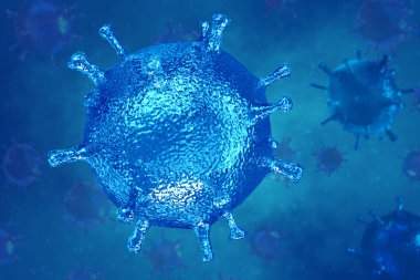 Coronavirus 2019 COVID-19 salgını. Biyoloji bilimi 3D görüntüleme.