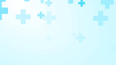 Tıbbi beyaz mavi haç desenli arka plan. Soyut sağlık teknolojisi ve bilim konsepti.