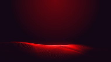 Nokta kırmızı mor dalga çizgisi açık renk gradyan koyu arkaplan. Soyut teknoloji büyük veri dijital arkaplanı. 3d oluşturma.