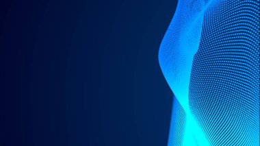 Nokta mavi dalga ışık ekran gradyan doku arkaplanı. Soyut teknoloji büyük veri dijital arkaplanı. 3d oluşturma.
