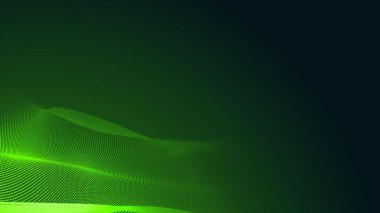 Nokta yeşil dalga ışık ekran gradyan dokusu koyu arkaplan. Soyut teknoloji büyük veri dijital arkaplanı. 3d oluşturma.