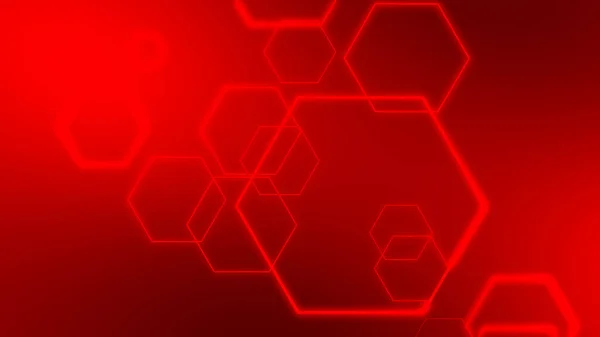 Hexagon Geometric Red Color Neon Light Pattern Science Dark Background — Stock Photo, Image