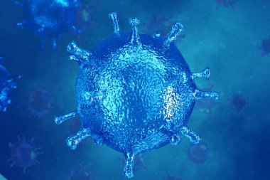 Coronavirus 2019 COVID-19 salgını. Biyoloji bilimi 3D görüntüleme.