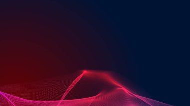 Nokta kırmızı mor dalga çizgisi açık renk gradyan koyu arkaplan. Soyut teknoloji büyük veri dijital arkaplanı. 3d oluşturma.