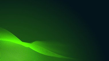 Nokta yeşil dalga ışık ekran gradyan dokusu koyu arkaplan. Soyut teknoloji büyük veri dijital arkaplanı. 3d oluşturma.