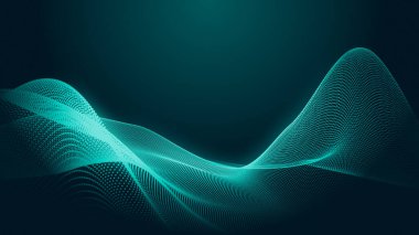 Nokta yeşil dalga ışık ekran gradyan doku arka planı. Soyut teknoloji büyük veri dijital arkaplanı. 3d oluşturma.