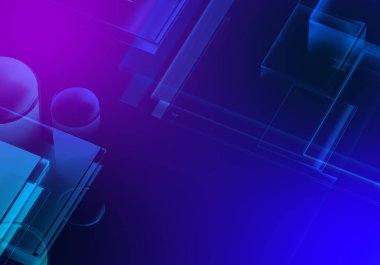 Soyut 3d mavi mor renk arızası izometrik zincir ve dijital bulut ağ teknolojisi dokusu arka planı. 3d şifreleme sistemi kavramı.