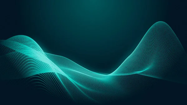 Dot green wave light screen gradient texture background. Abstract  technology big data digital background. 3d rendering.