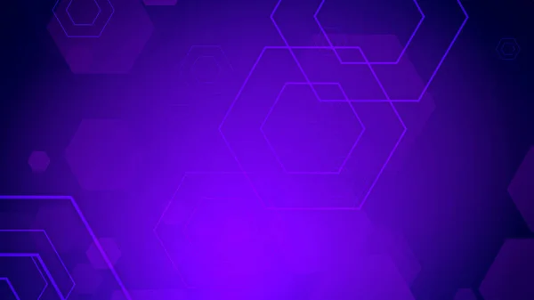 Esagono Geometrico Viola Colore Neon Luce Modello Scienza Scuro Sfondo — Foto Stock