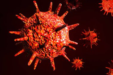 Coronavirus 2019 COVID-19 salgını. Biyoloji bilimi 3 boyutlu illüstrasyon.