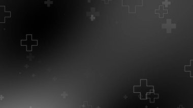 Tıbbi sağlık haçı siyah arkaplanda neon ışığı şekilleri oluşturur. Koronavirüslü soyut sağlık hizmetleri ölüm vakası kavramını etkiledi.