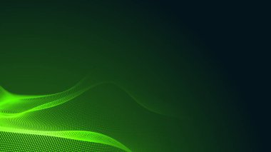 Nokta yeşil dalga ışık ekran gradyan dokusu koyu arkaplan. Soyut teknoloji büyük veri dijital arkaplanı. 3d oluşturma.