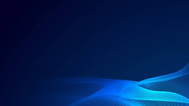 Nokta mavi dalga ışık ekran gradyan doku arkaplanı. Soyut teknoloji büyük veri dijital arkaplanı. 3d oluşturma.
