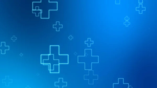 Medizinische Gesundheit Blaues Kreuz Neonlicht Formen Muster Hintergrund Abstraktes Konzept — Stockfoto