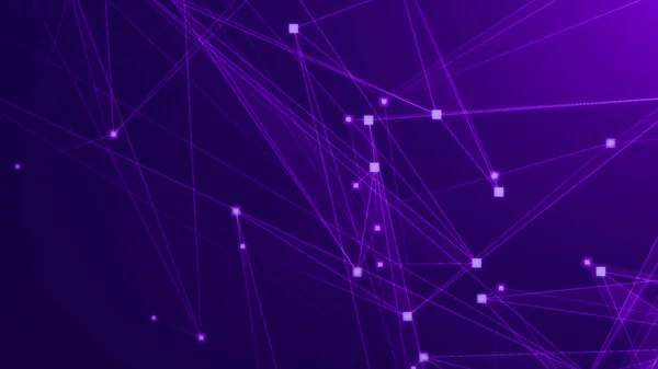 要旨技術的背景を持つ紫紫色の多角形技術ネットワーク 抽象的な点と線のテクスチャの背景 3Dレンダリング — ストック写真