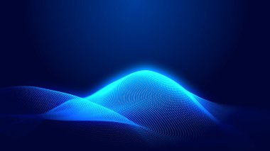 Nokta mavi dalga ışık ekran gradyan doku arkaplanı. Soyut teknoloji büyük veri dijital arkaplanı. 3d oluşturma.