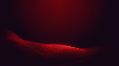 Nokta kırmızı mor dalga çizgisi açık renk gradyan koyu arkaplan. Soyut teknoloji büyük veri dijital arkaplanı. 3d oluşturma.