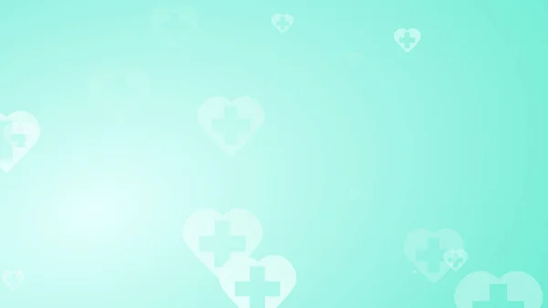 Медичне Здоров Зелено Блакитний Хрест Фоні Візерунка Серця Анотація Технології — стокове фото