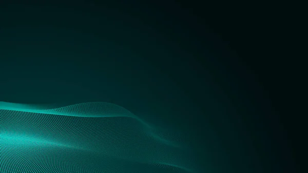 Dot green wave light screen gradient texture background. Abstract  technology big data digital background. 3d rendering.