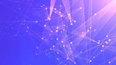 Teknoloji geçmişine sahip soyut mor menekşe poligon teknoloji ağı. Soyut noktalar ve satır dokusu arka planı. 3d oluşturma.