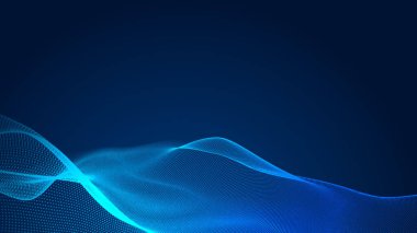 Nokta mavi dalga ışık ekran gradyan doku arkaplanı. Soyut teknoloji büyük veri dijital arkaplanı. 3d oluşturma.
