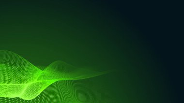 Nokta yeşil dalga ışık ekran gradyan dokusu koyu arkaplan. Soyut teknoloji büyük veri dijital arkaplanı. 3d oluşturma.