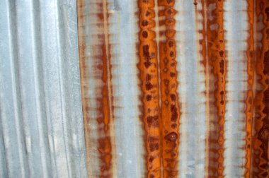 Galvanizli çarşaf düz bir çizgide paslanmış..