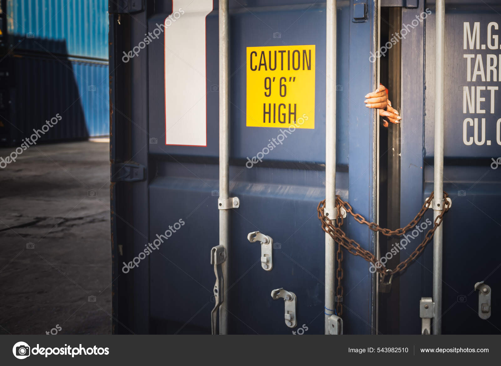 Door Container Which Covered Iron Chains Keys Which Several People