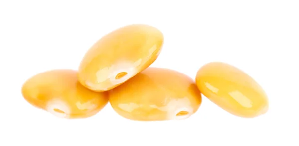 Acar kacang lupin kuning diisolasi pada latar belakang putih. Tournus, lupinus diawetkan. — Stok Foto