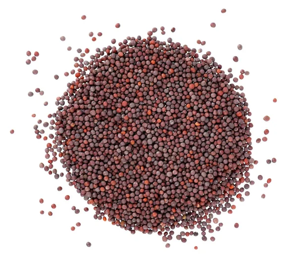 Black mustard seeds isolated on white background. Top view. — Stock Photo, Image