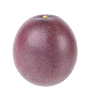 Beyaz arka planda izole edilmiş tutku meyveleri. Tam tutku meyvesi ya da marakuya, egzotik meyve. Kesme yolu.