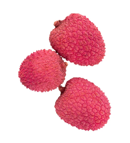 Fruta Lichia Isolada Sobre Fundo Branco Fruta Madura Fresca Exótica — Fotografia de Stock