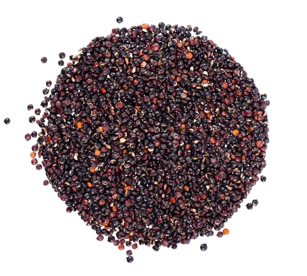 Semi Quinoa Nera Isolati Fondo Bianco Mucchio Kinwa Crudi Vista — Foto Stock