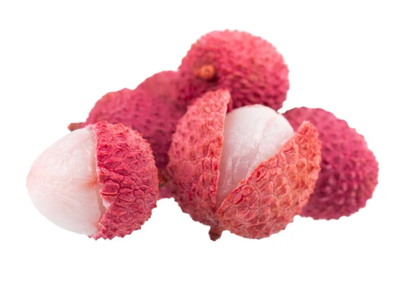 Frutto Litchi Isolato Fondo Bianco Tropicale Esotico Frutta Fresca Matura — Foto Stock