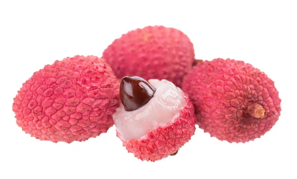 Fruto Lichi Aislado Sobre Fondo Blanco Fruta Tropical Exótica Fresca —  Fotos de Stock