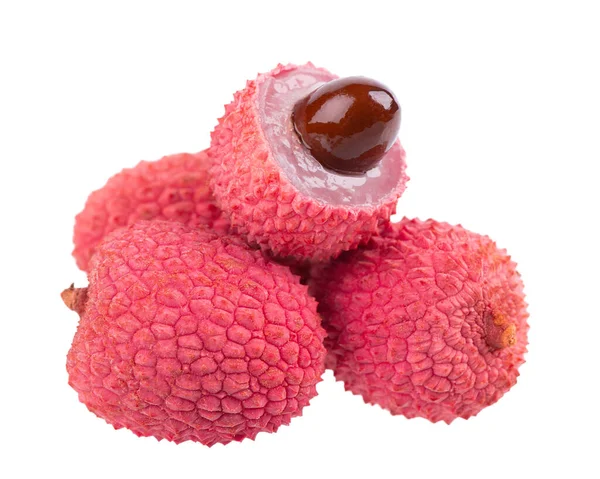 Fruto Lichi Aislado Sobre Fondo Blanco Fruta Tropical Exótica Fresca —  Fotos de Stock
