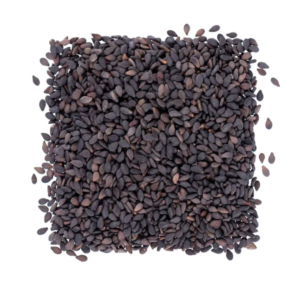 Black Sesame Seeds Isolated White Background Organic Spice Top View — Stock Photo, Image