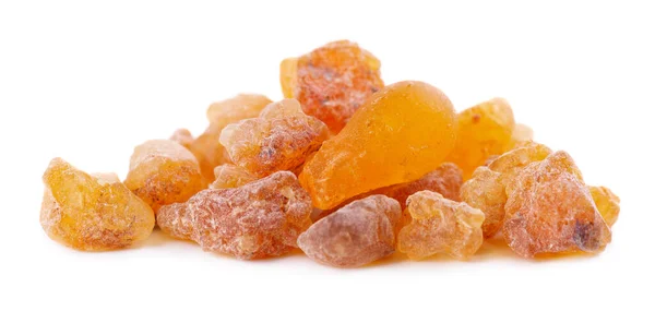 Frankincense Resin Isolated White Background Pile Natural Frankincense Olibanum Incense — 스톡 사진